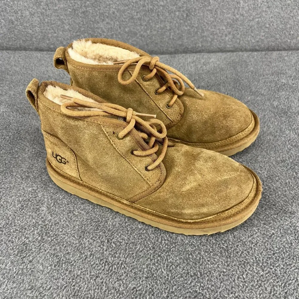 UGG Neumel Boots‎ Womens Size 5 Suede Sheepskin Lace Up Warm Shoes